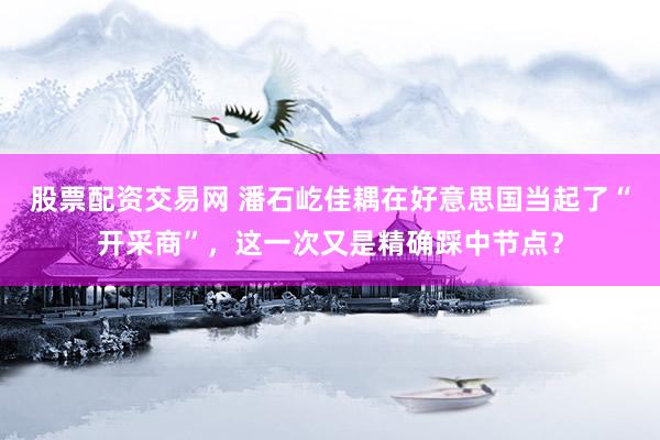 股票配资交易网 潘石屹佳耦在好意思国当起了“开采商”，这一次又是精确踩中节点？