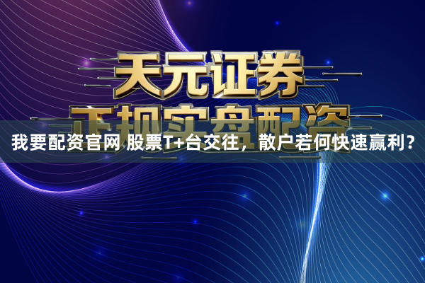 我要配资官网 股票T+台交往，散户若何快速赢利？