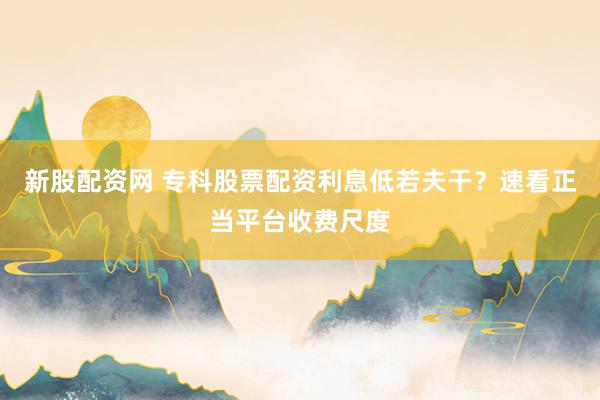 新股配资网 专科股票配资利息低若夫干？速看正当平台收费尺度
