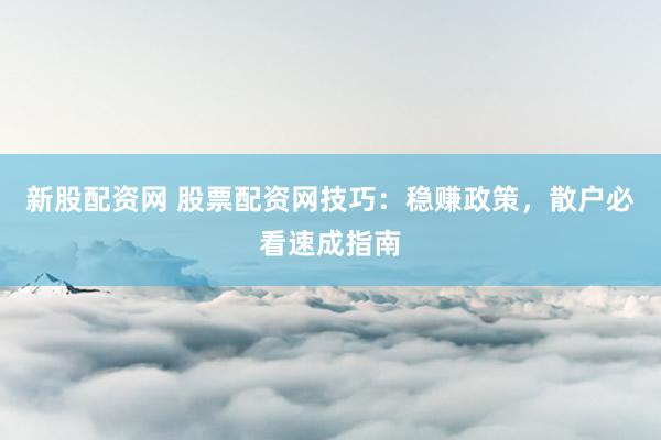 新股配资网 股票配资网技巧：稳赚政策，散户必看速成指南
